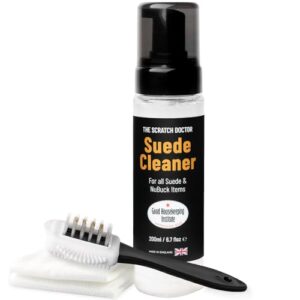The Leather Clinic Suede & Nubuck Foam Cleaner for Shoes, Boots, Trainers Remove Dirt & Stains Professional Wire Brush & Cleaning Cloth Included (200ml, 6.7floz)
